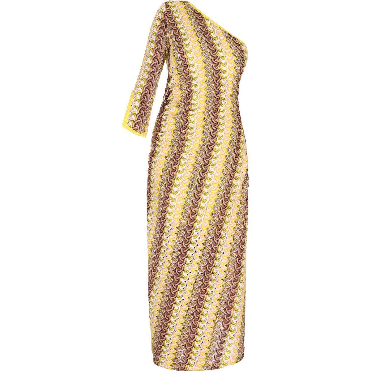 Ein-Schulter Maxi-Kleid mit geometrischem Muster