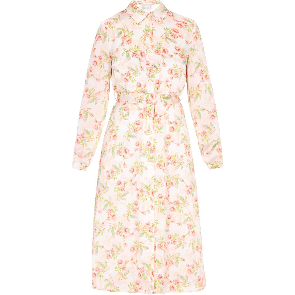 Elegantes Midi-Kleid mit floralem Chiffon