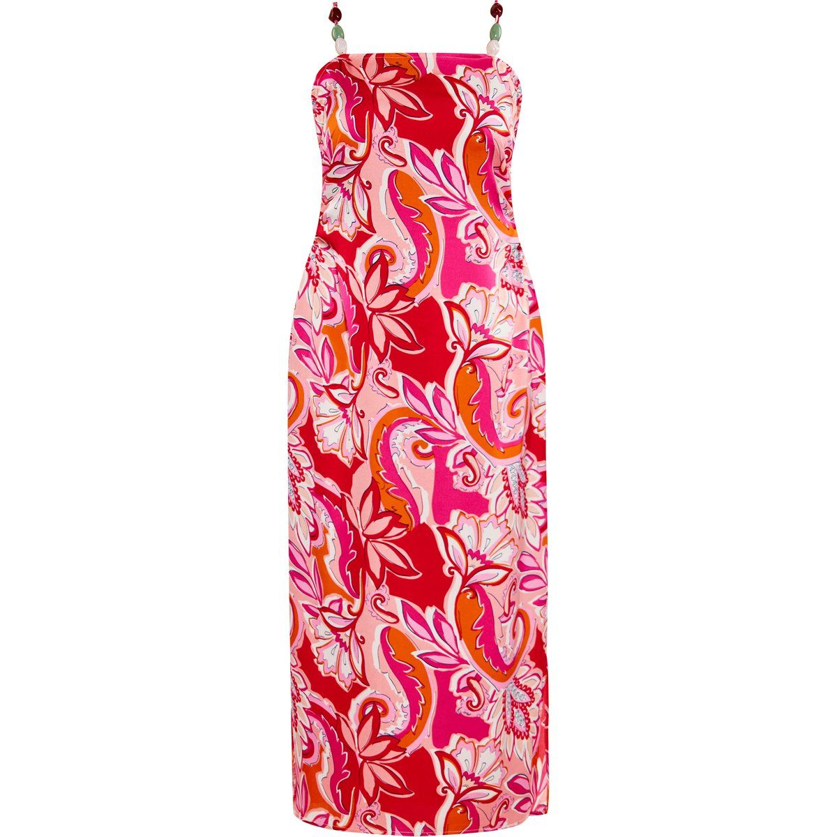 Paisley-Midikleid mit verzierten Trägern