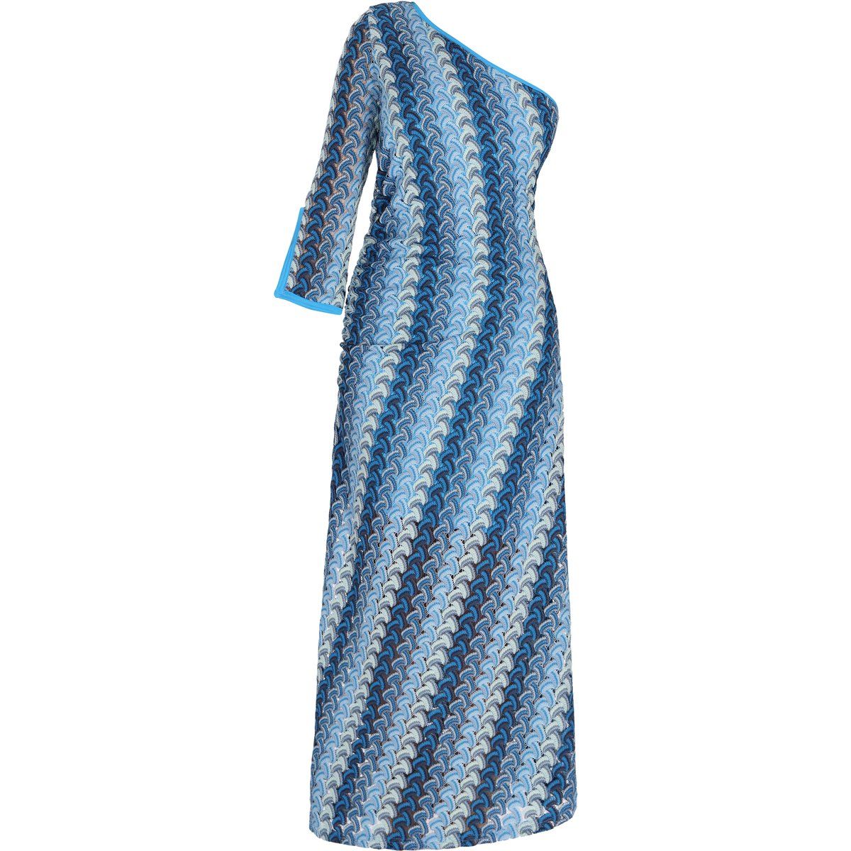 One-Shoulder-Maxikleid mit geometrischem Muster