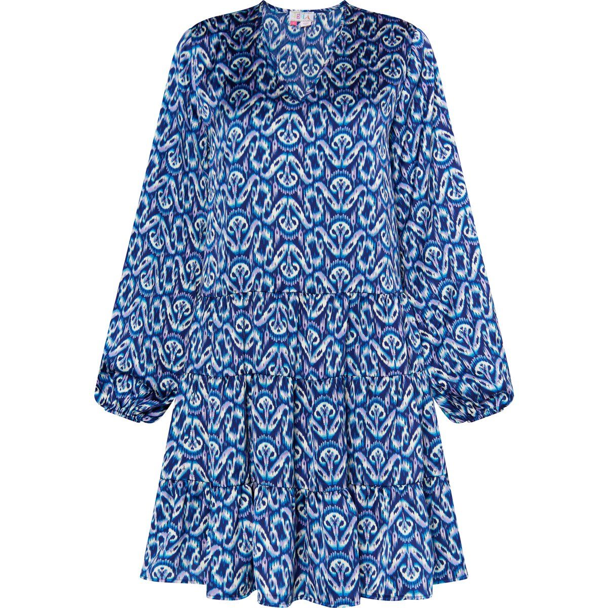 Fließendes Stufenkleid mit Ikat-Muster