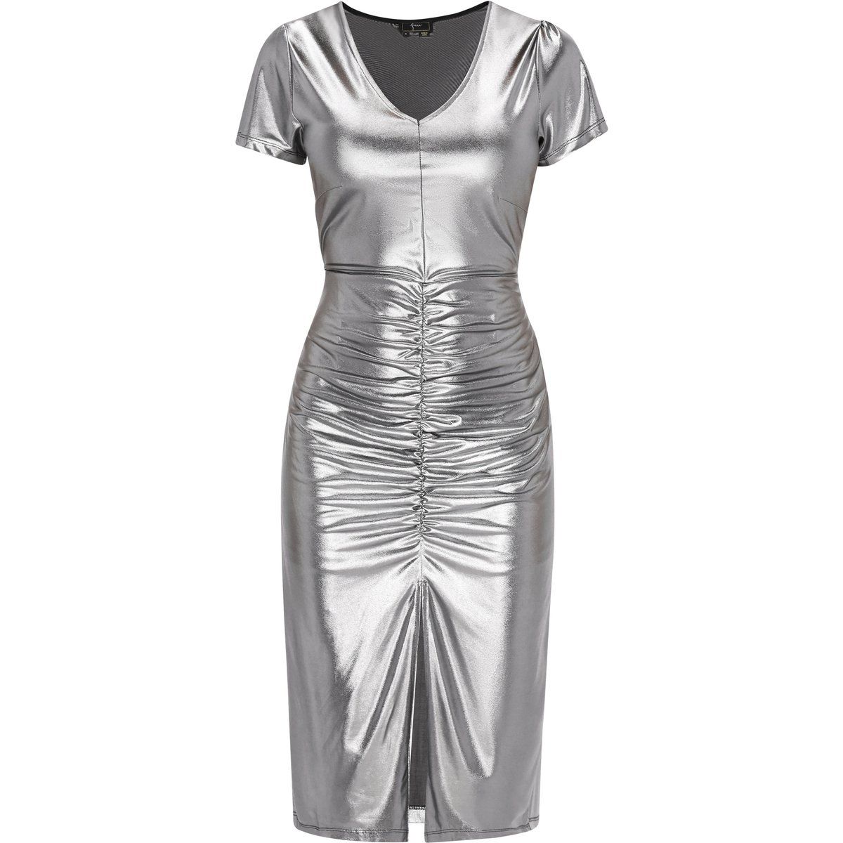 Glänzendes Midikleid mit Raffungen