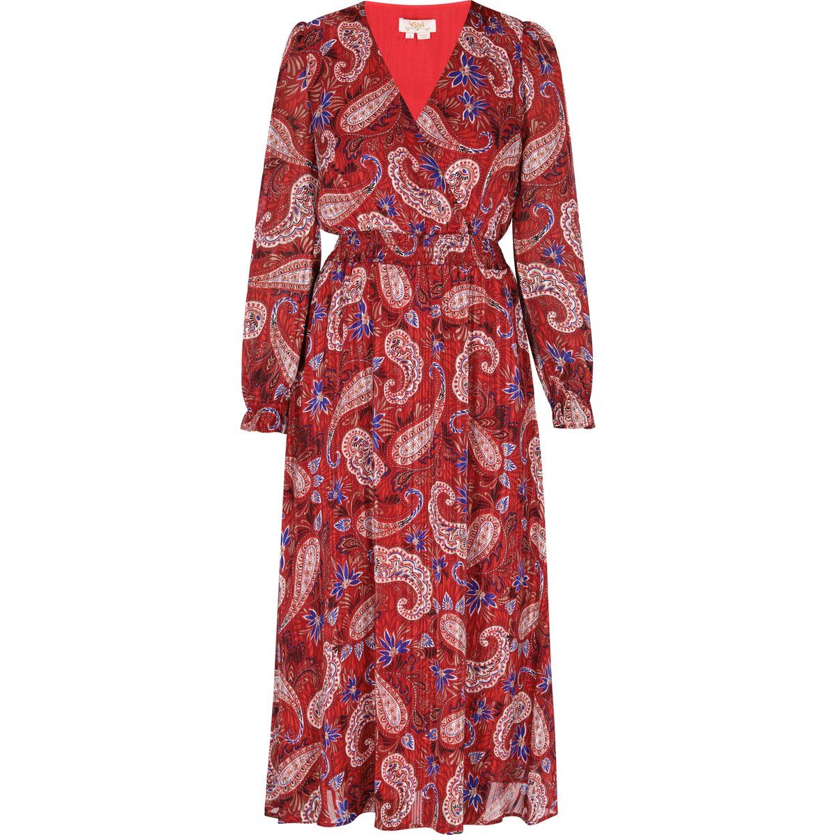 Midikleid mit Paisleymuster und Smok-Taille