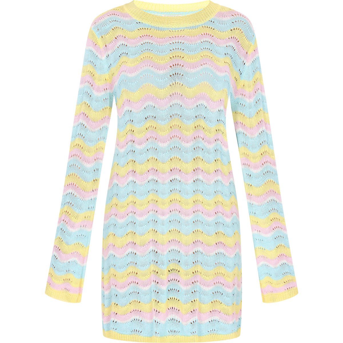 Mini-Strickkleid mit Wellenmuster