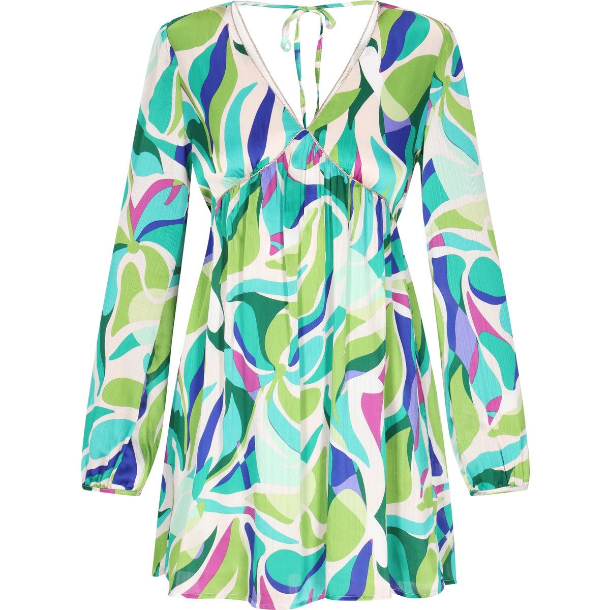 Chiffon-Minikleid mit Psychedelischem Print