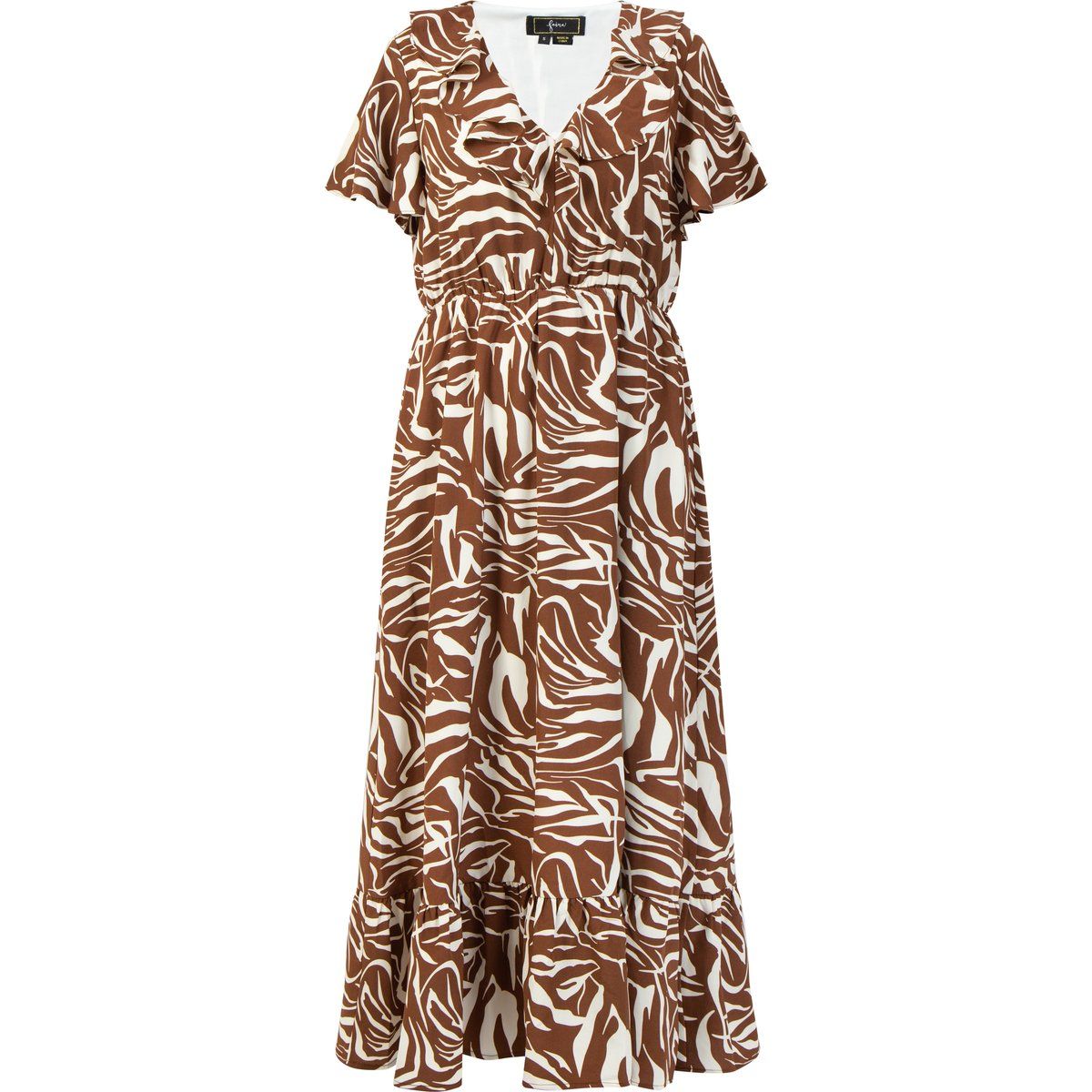 Maxikleid mit Zebramuster und Volants