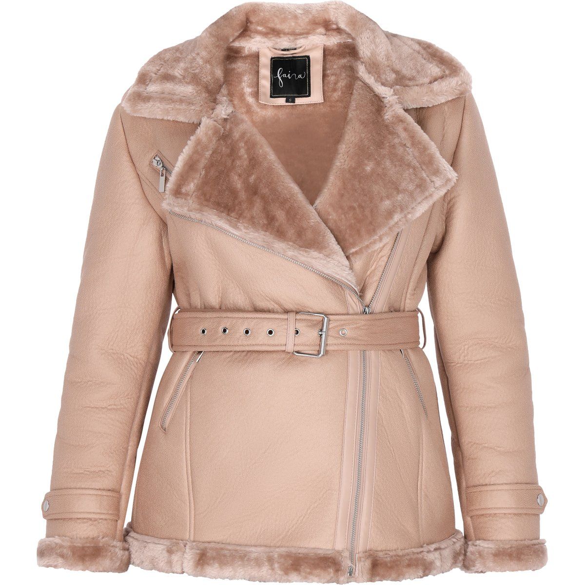 Bikerjacke mit Kunstfellbesatz
