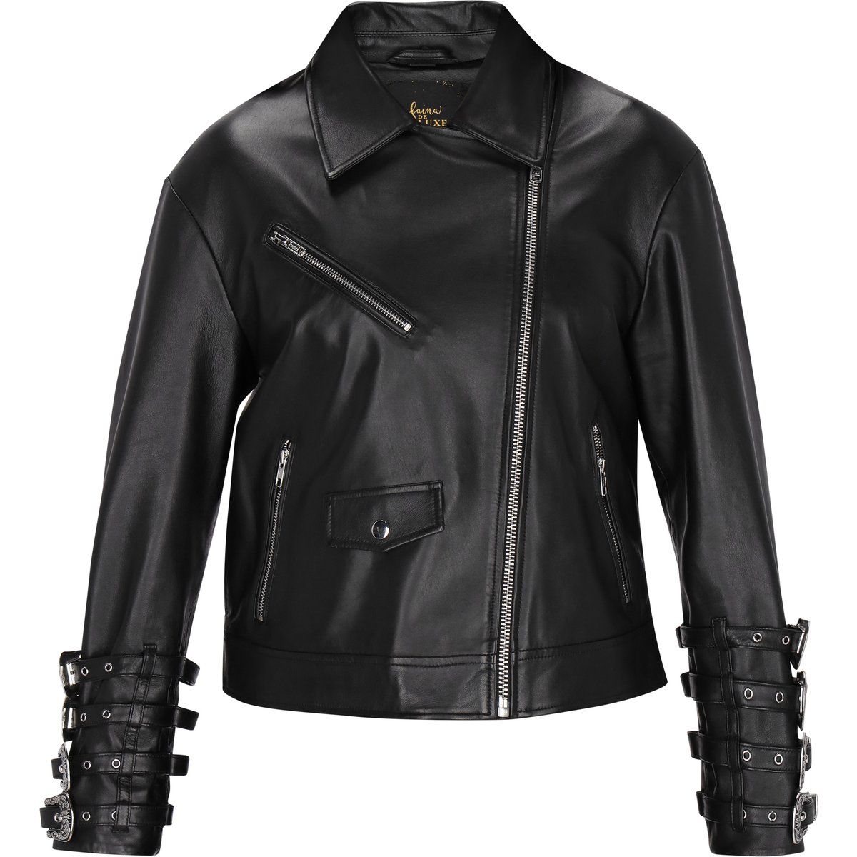 Bikerjacke mit Schnallenmanschetten