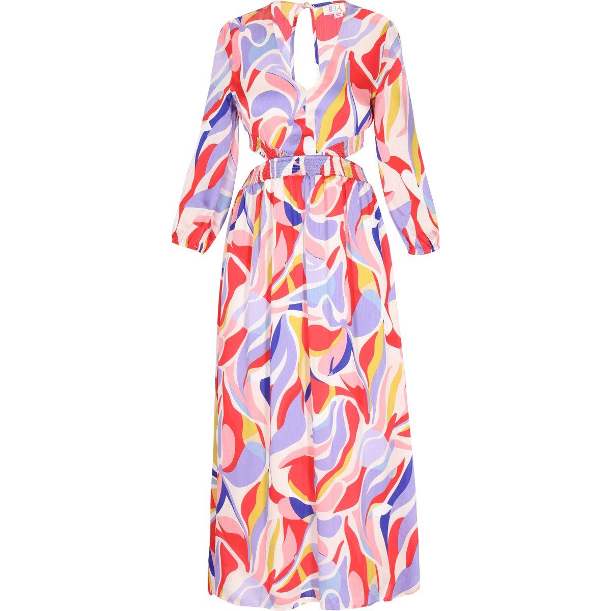 Maxikleid mit abstraktem Print und Ausschnitten