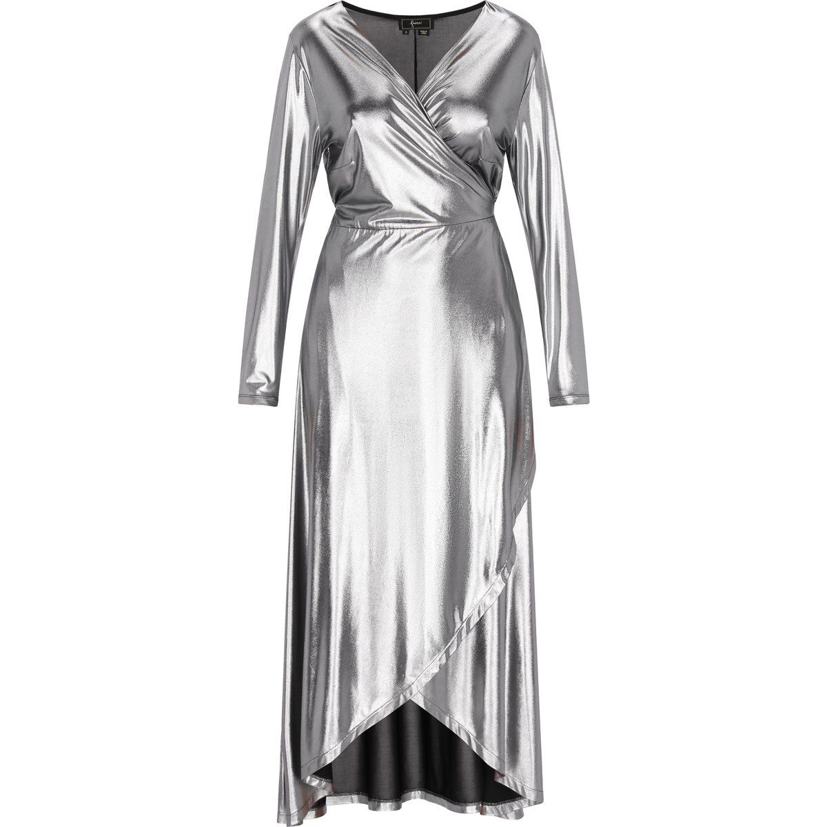 Asymmetrisches Metallic-Wickelkleid
