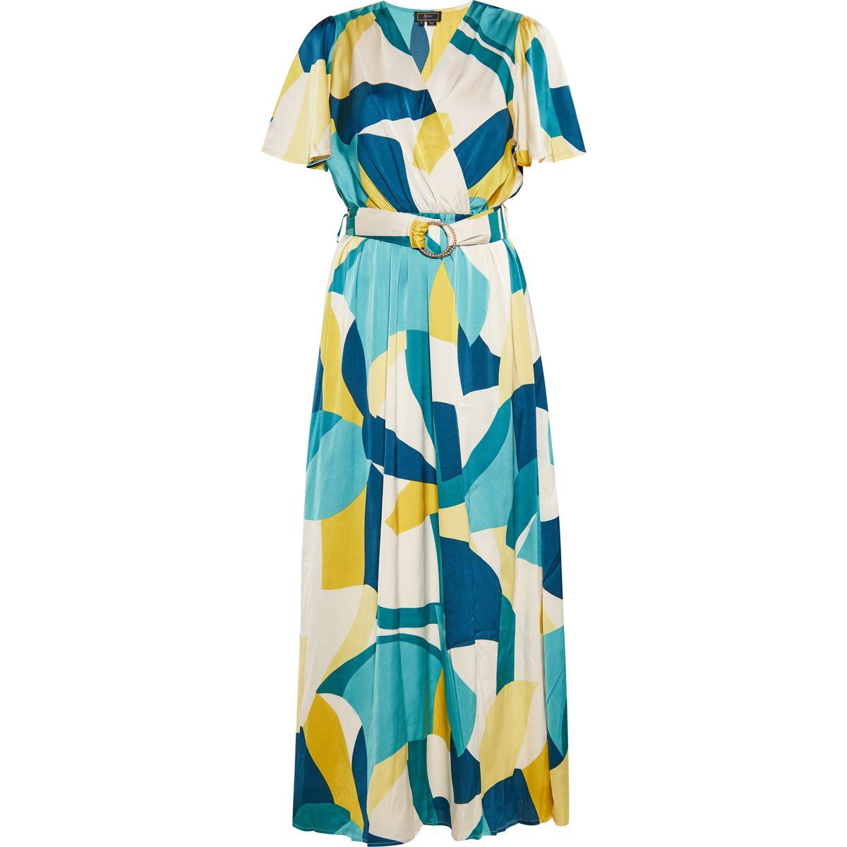 Maxikleid aus Satin mit Geometrie-Print