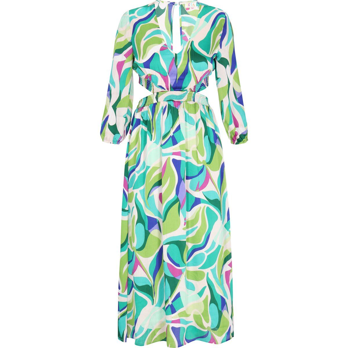 Maxikleid mit abstraktem Muster und Cut-outs