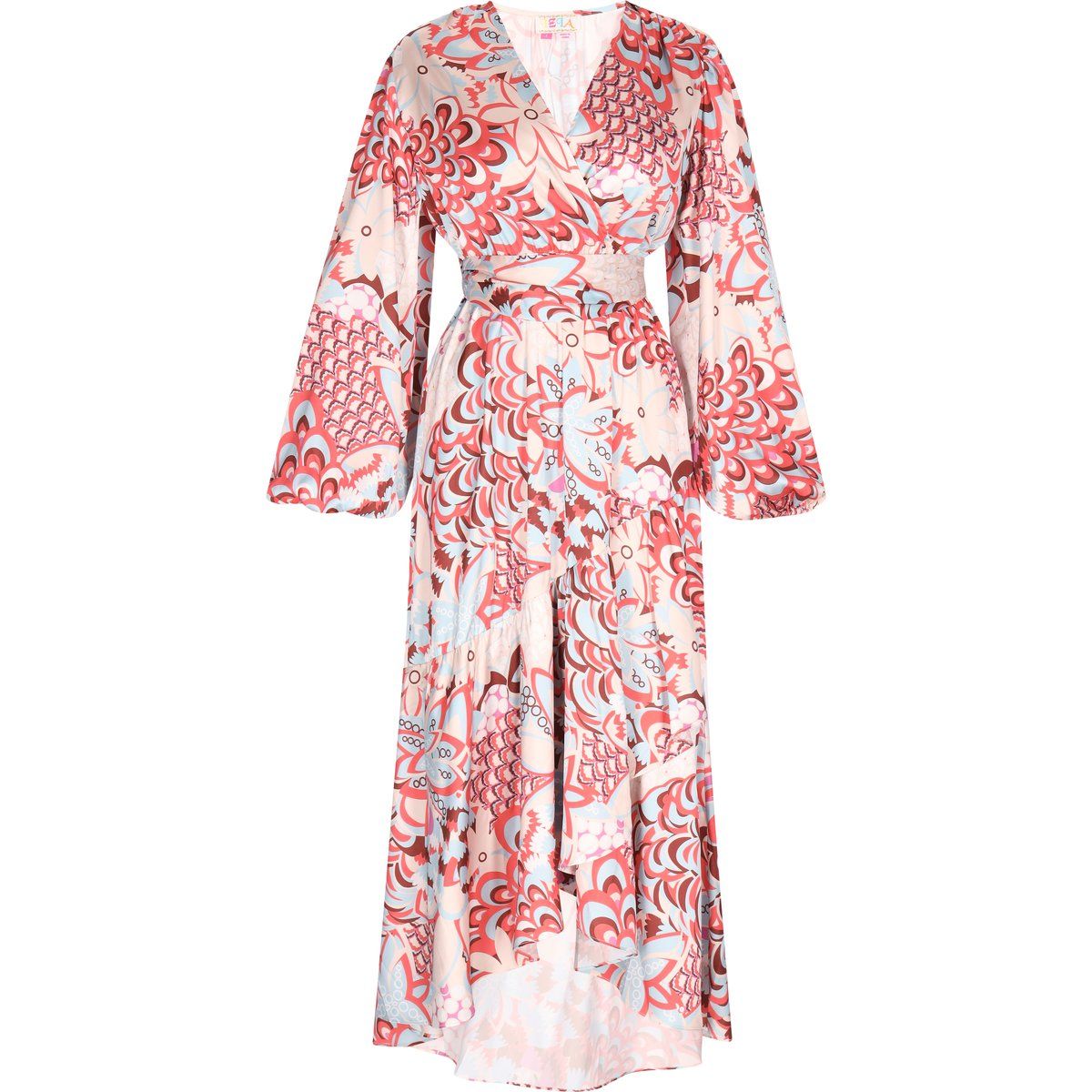 Florales Satin-Maxikleid in Wickeloptik