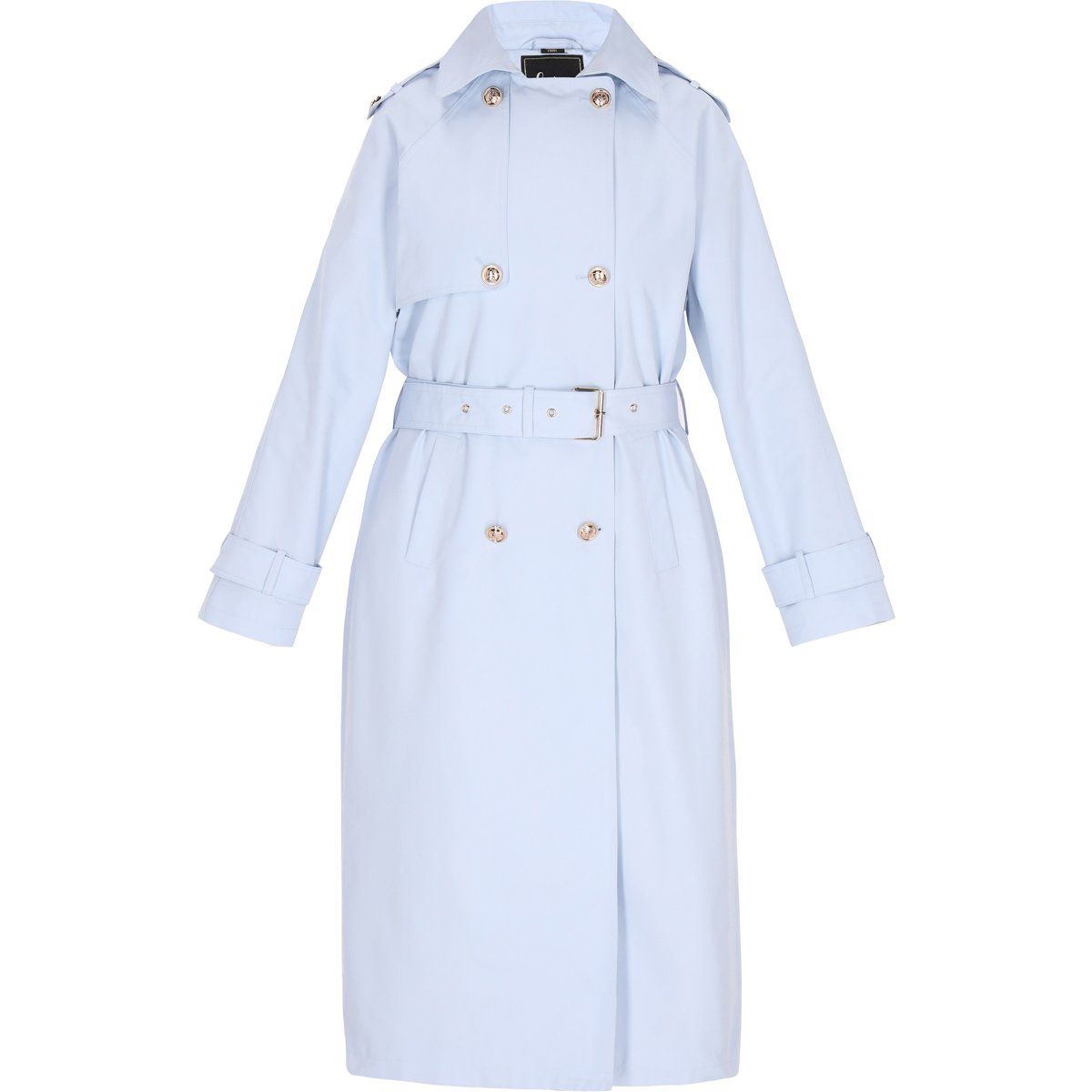 Eleganter zweireihiger langer Trenchcoat