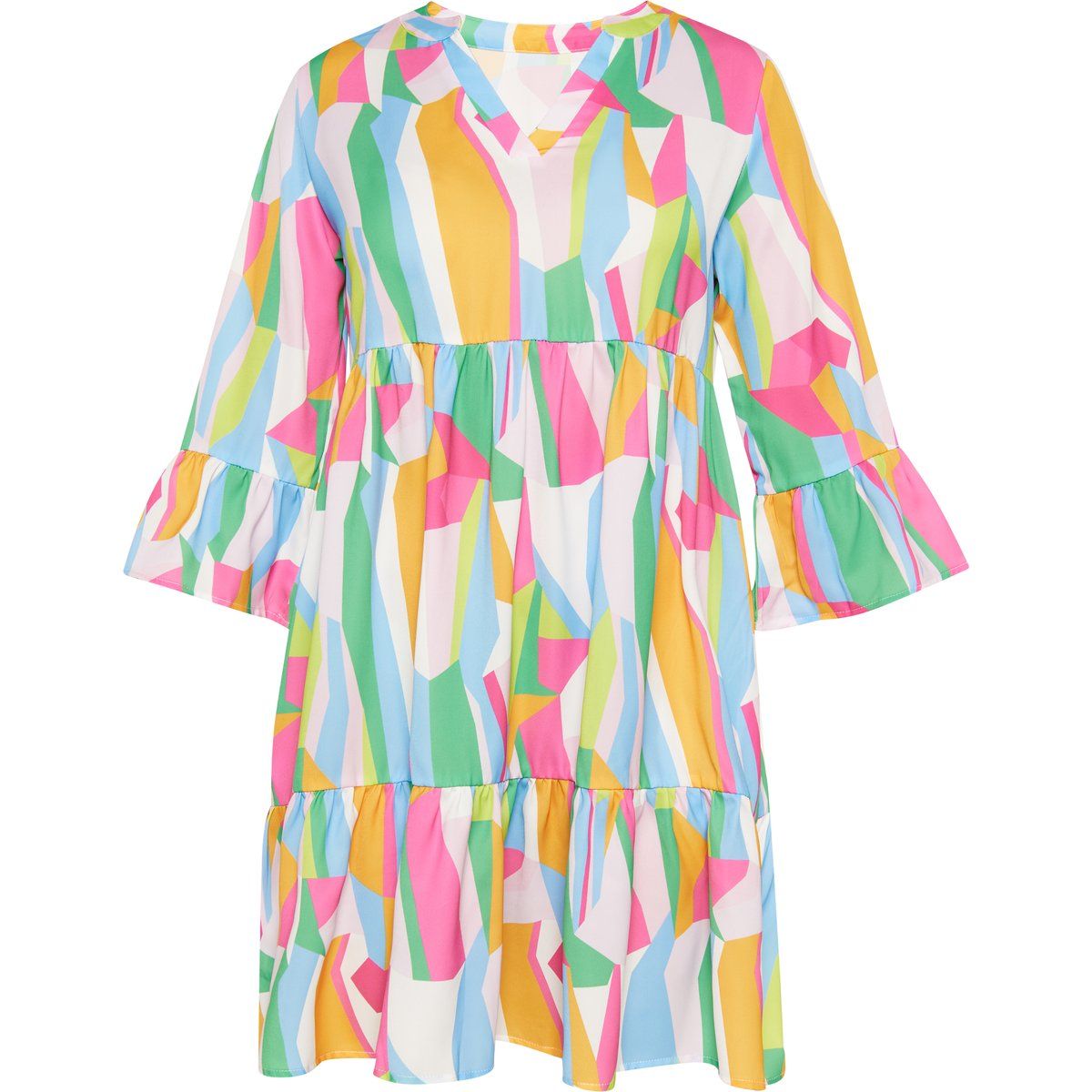 Gestuftes Minikleid mit geometrischem Print