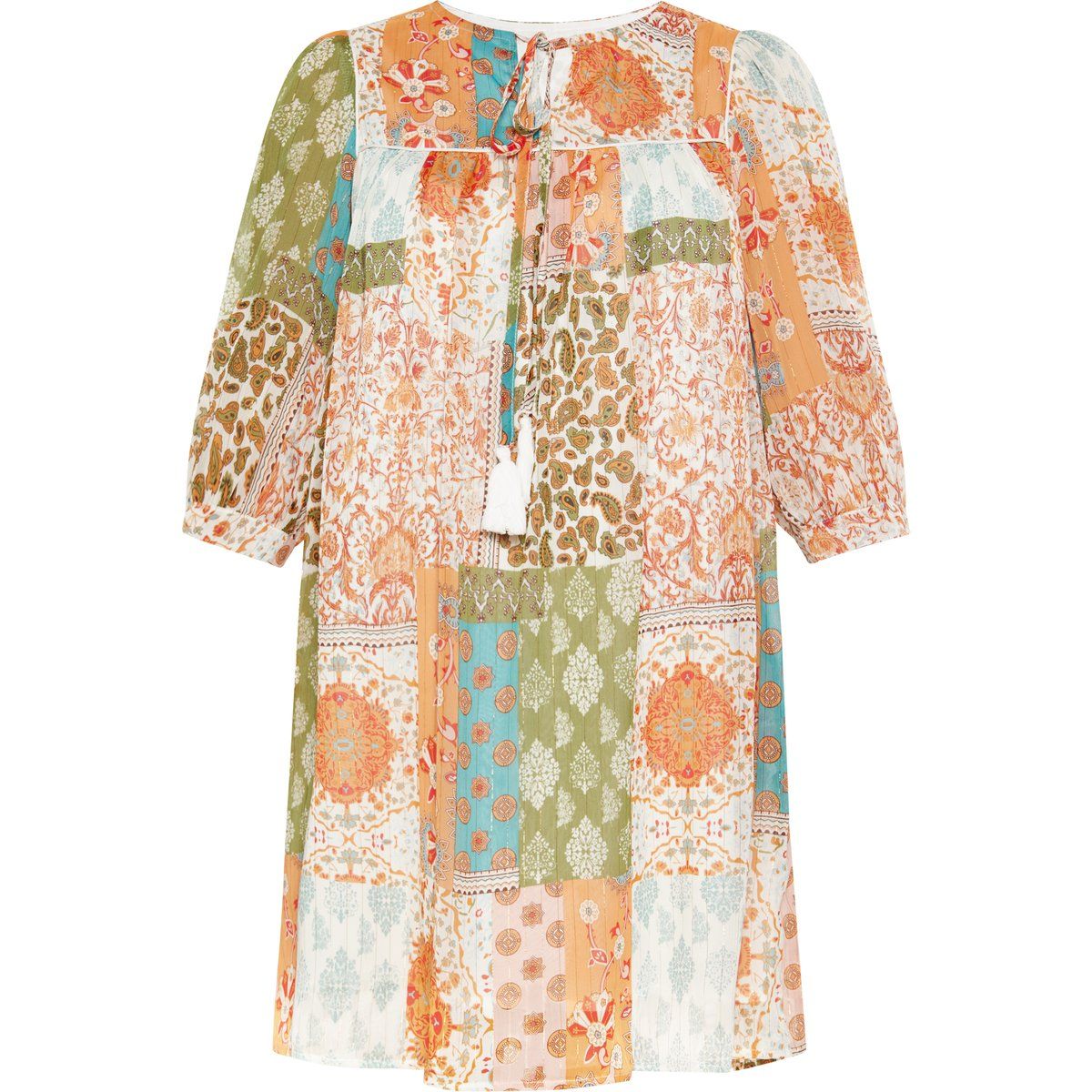 Minikleid mit Boho-Patchwork-Muster