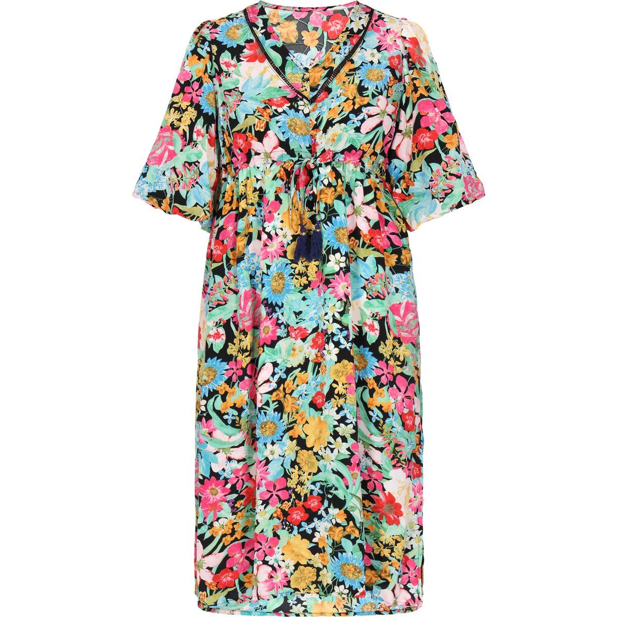 Boho-Midikleid mit Blumenmuster und Quasten