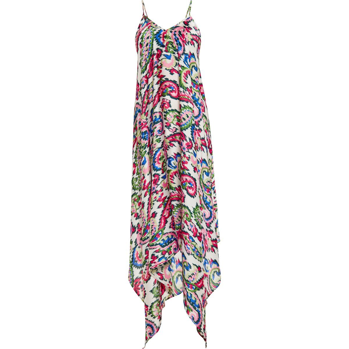 Modernes Paisley-Maxikleid mit asymmetrischem Saum