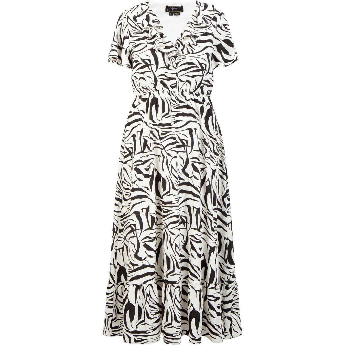 Maxikleid mit Zebramuster und Volants