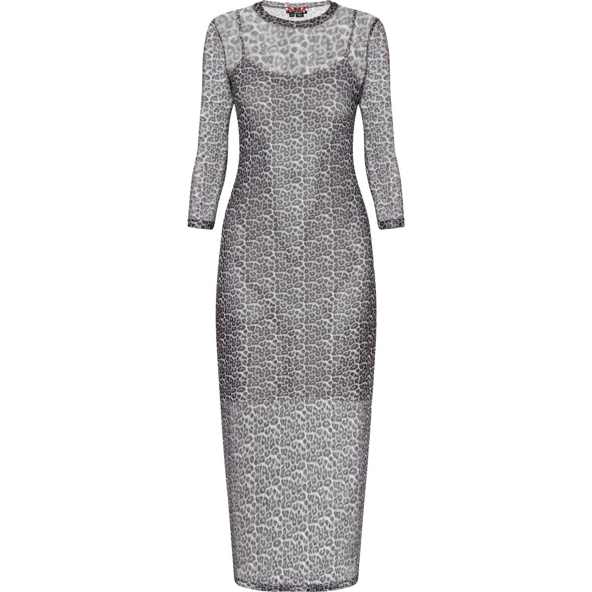 Maxikleid aus Mesh mit Leopardenmuster