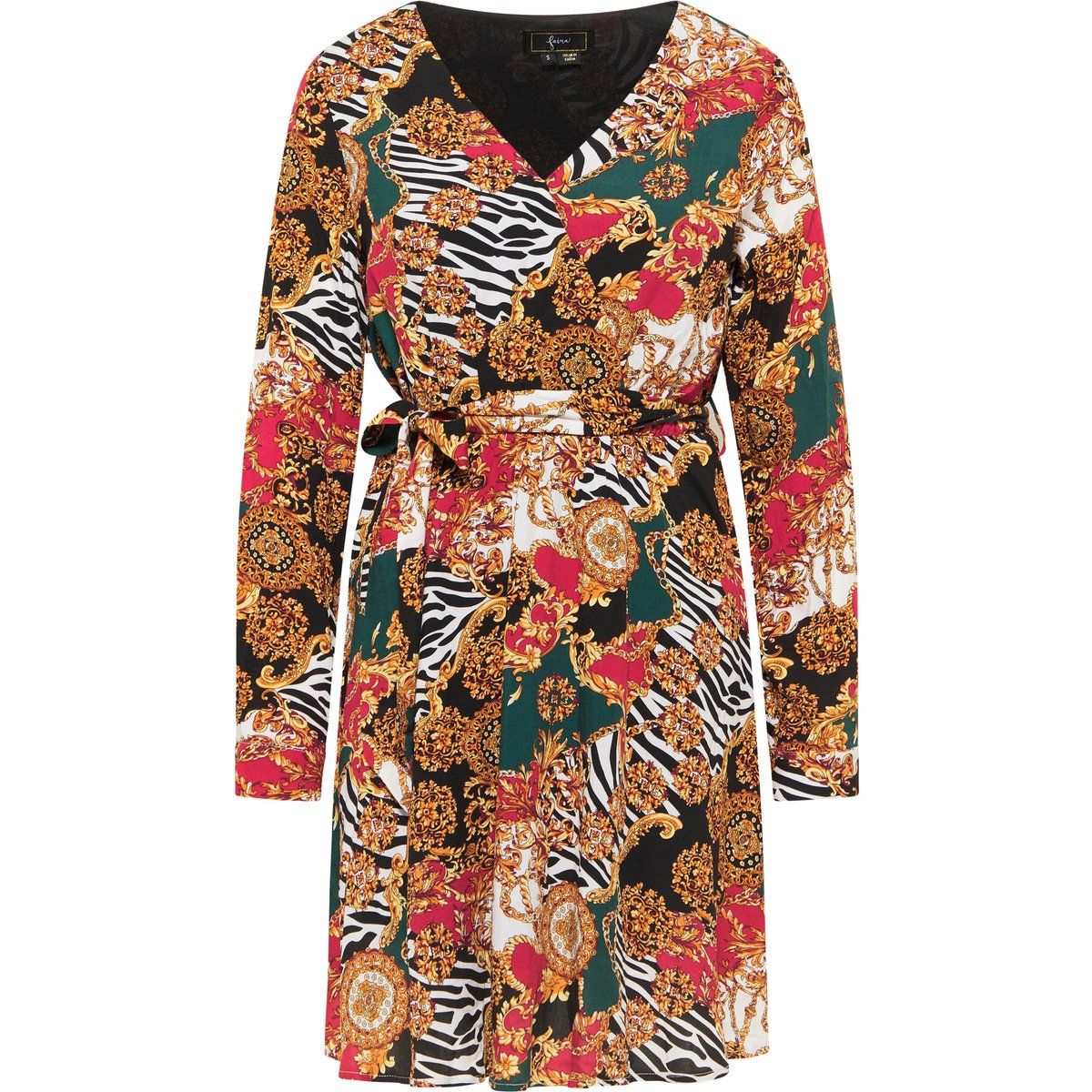 Ornamente-Print Midikleid in Wickeloptik