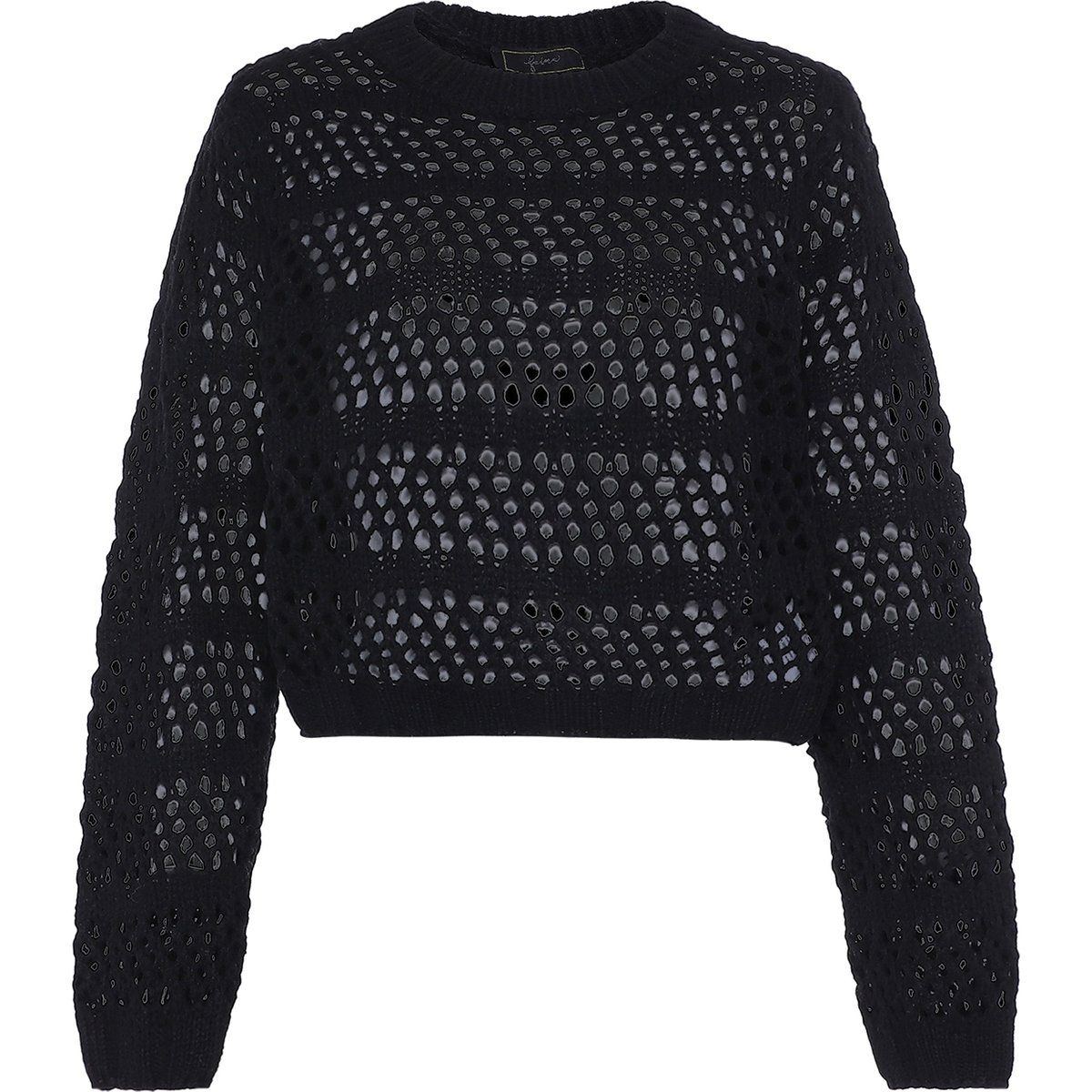 Kurz geschnittener Boxy-Pointelle-Strickpullover