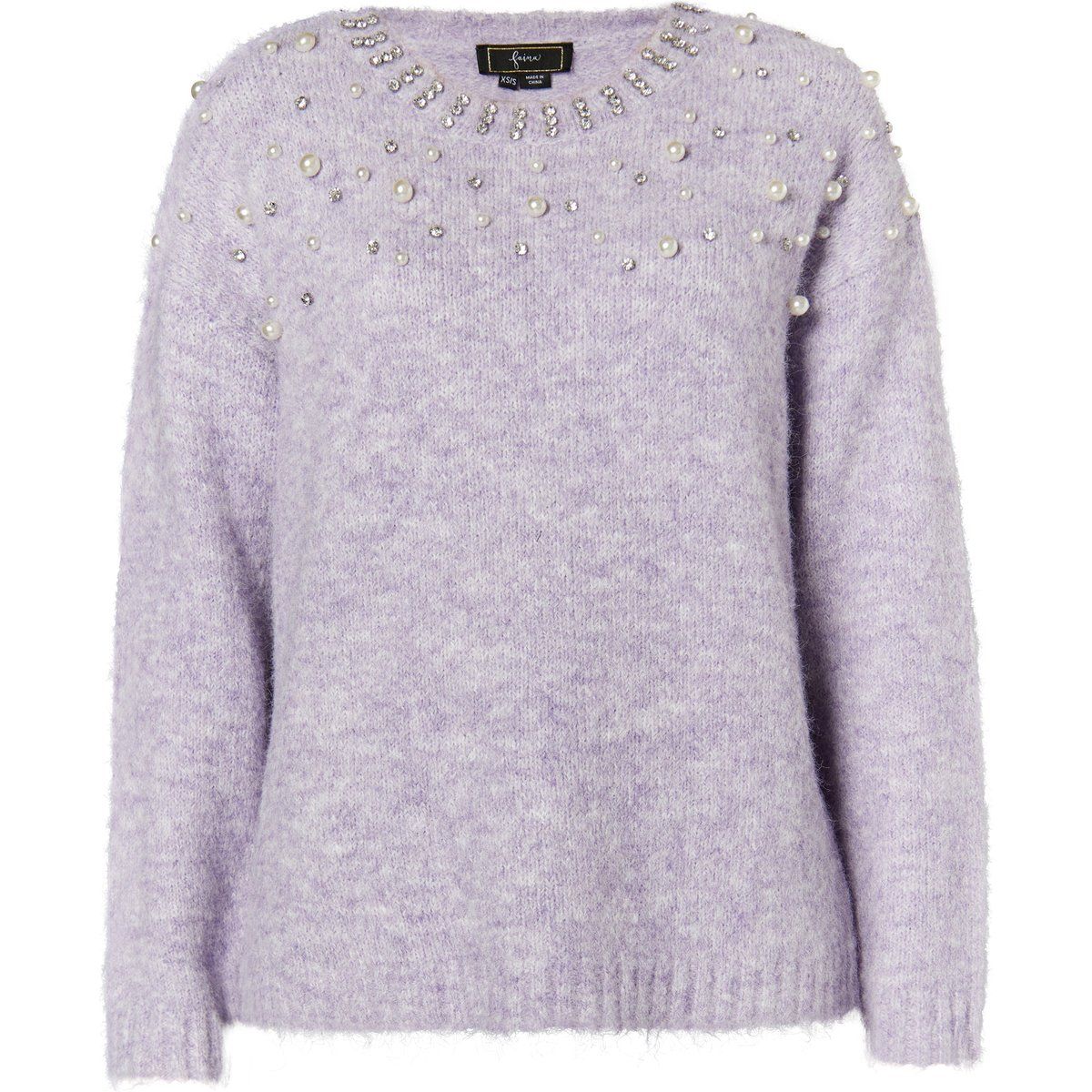 Glamouröser Strickpullover mit Perlenbesatz