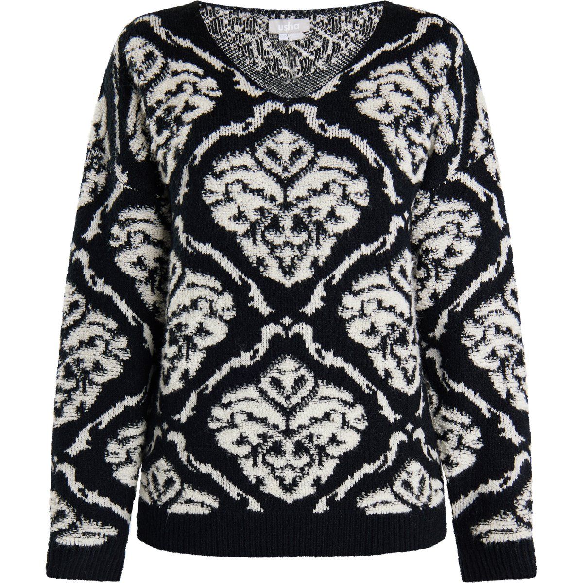 Oversized-Strickpullover mit Barockmuster