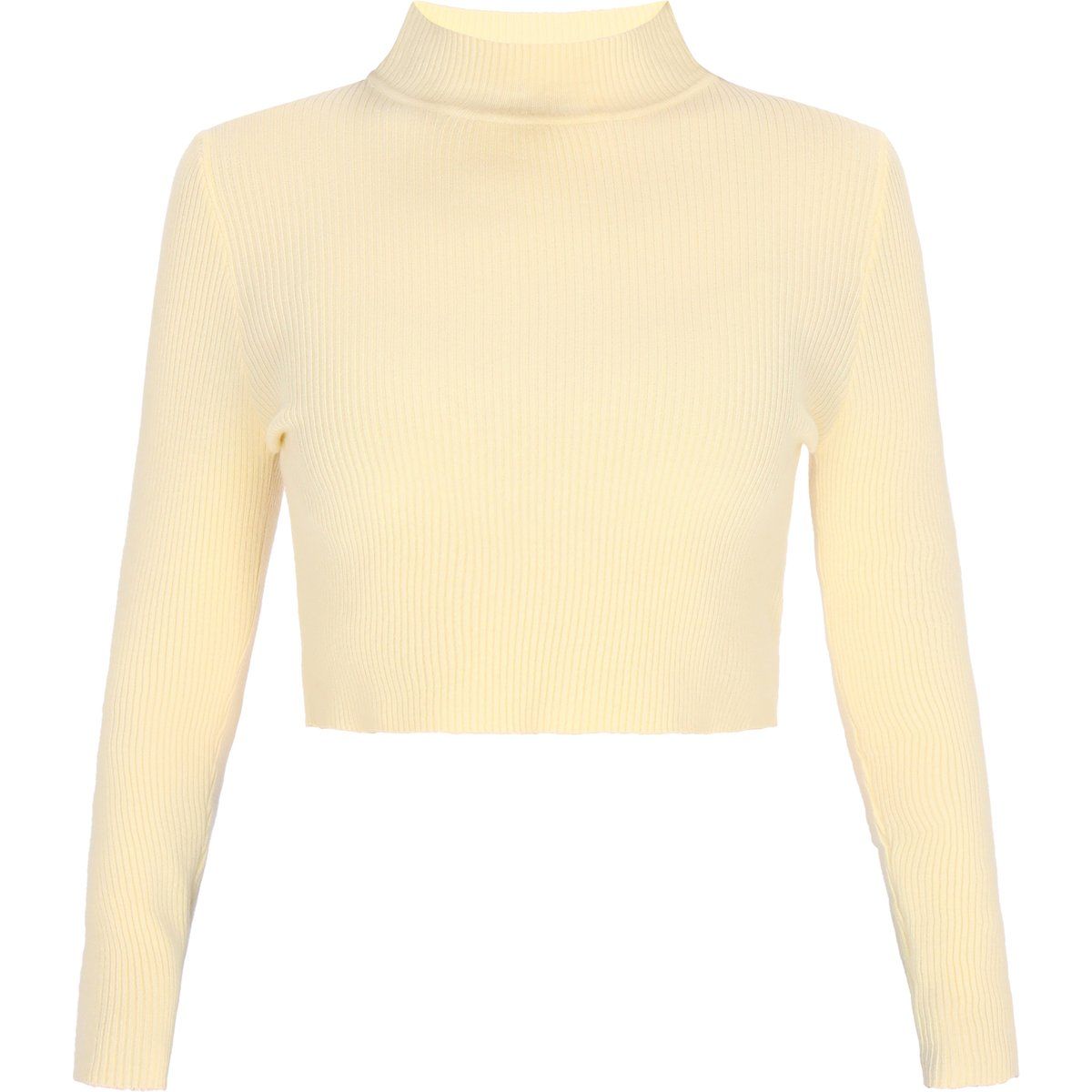Gerippter Crop-Pullover mit Stehkragen