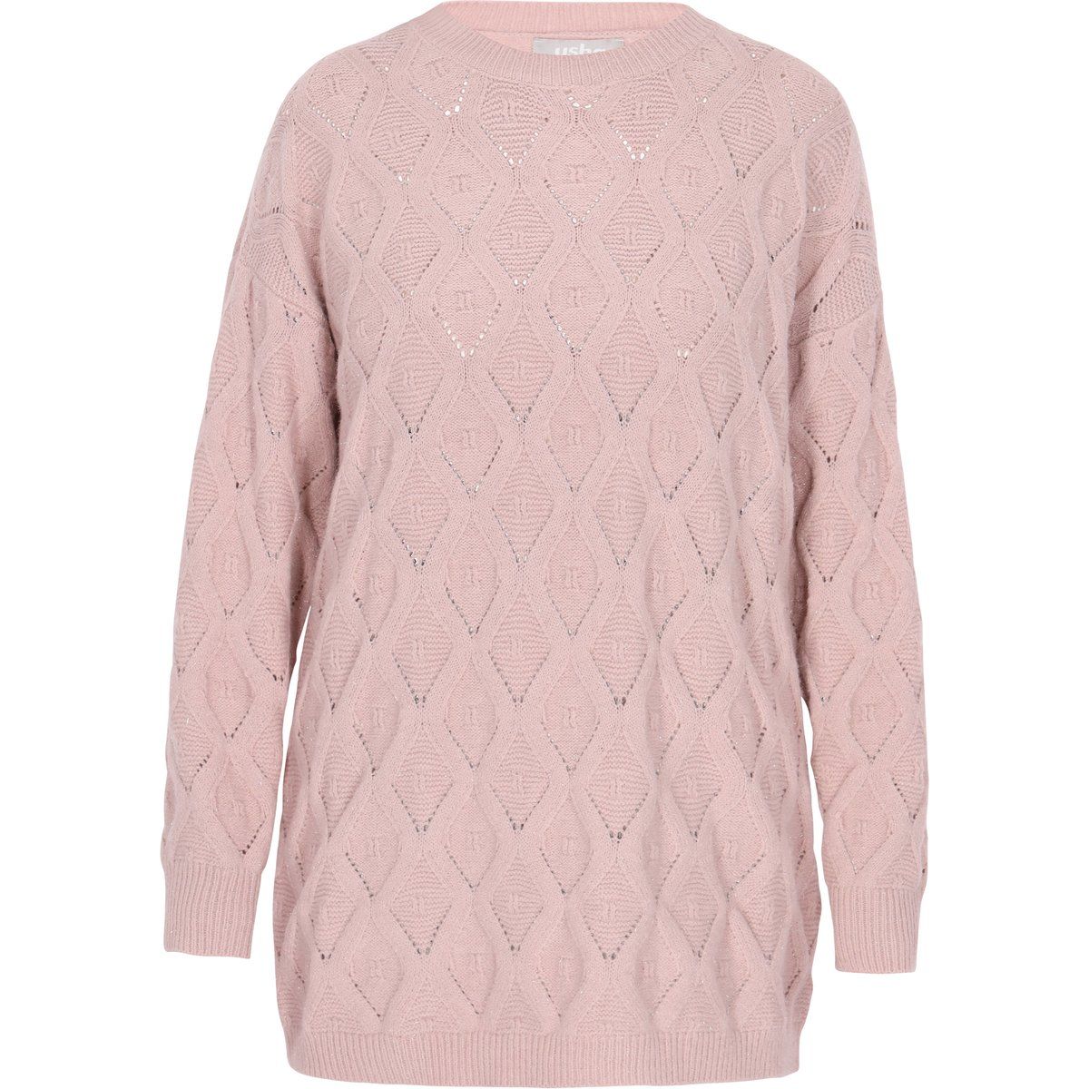 Strukturierter Strickpullover mit Rautenmuster