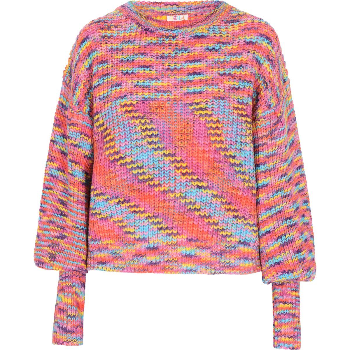 Mehrfarbiger strukturierter Strickpullover