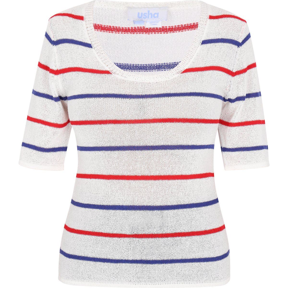 Kurzärmeliges gestreiftes Stricktop