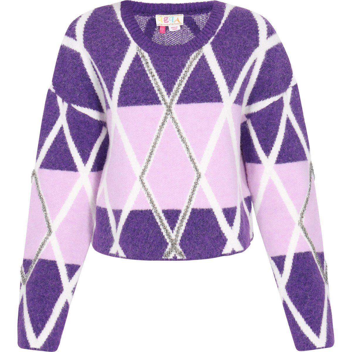 Strickpullover mit geometrischem Rautenmuster