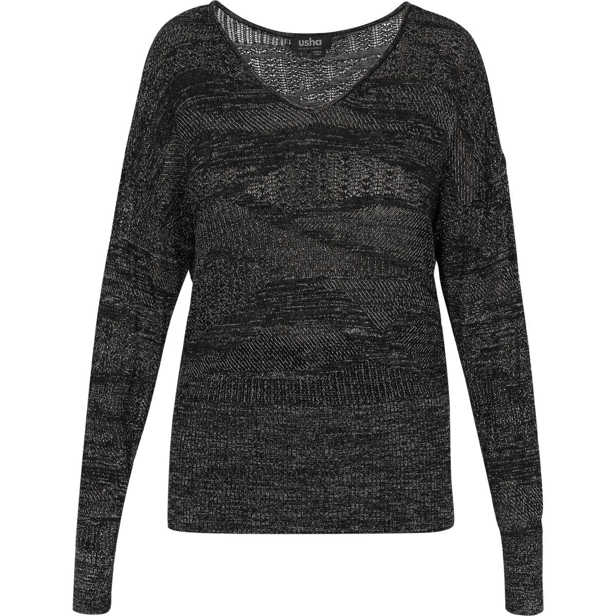 Leichter V-Ausschnitt Strickpullover mit Struktur