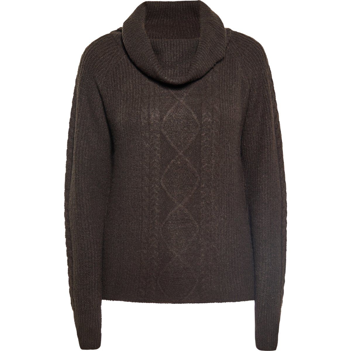 Zopfmuster-Strickpullover mit weitem Rollkragen