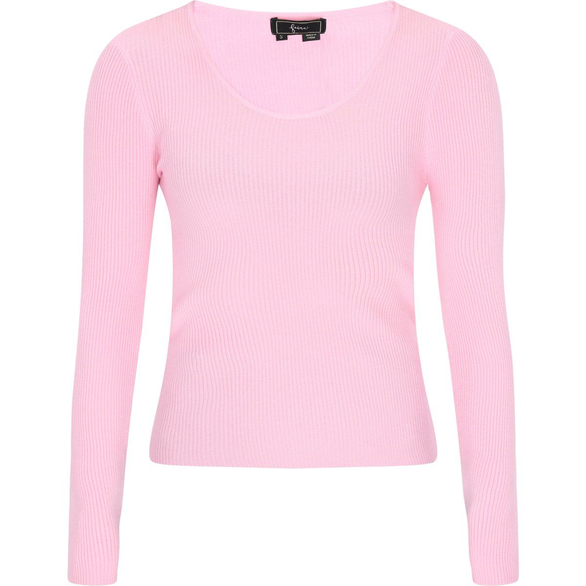Schmal geschnittener Rippstrick-Langarm-Pullover