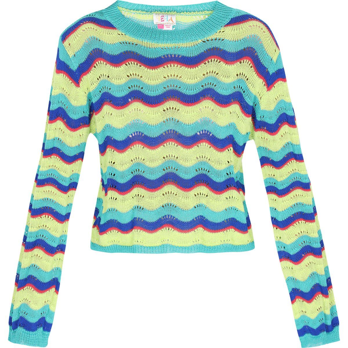Boho-Strickpullover mit Wellenmuster-Ajour