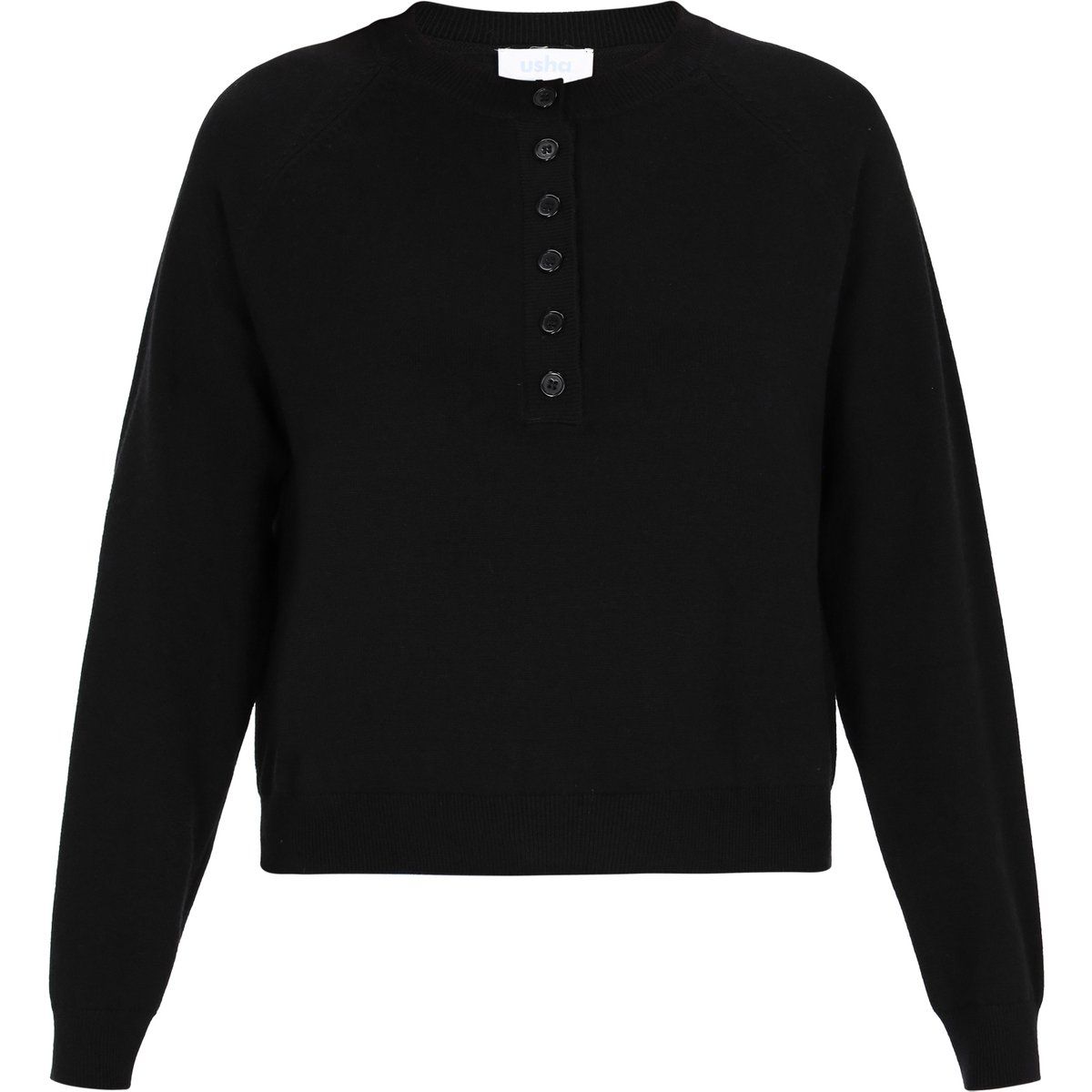 Henley-Strickpullover mit Raglanärmeln