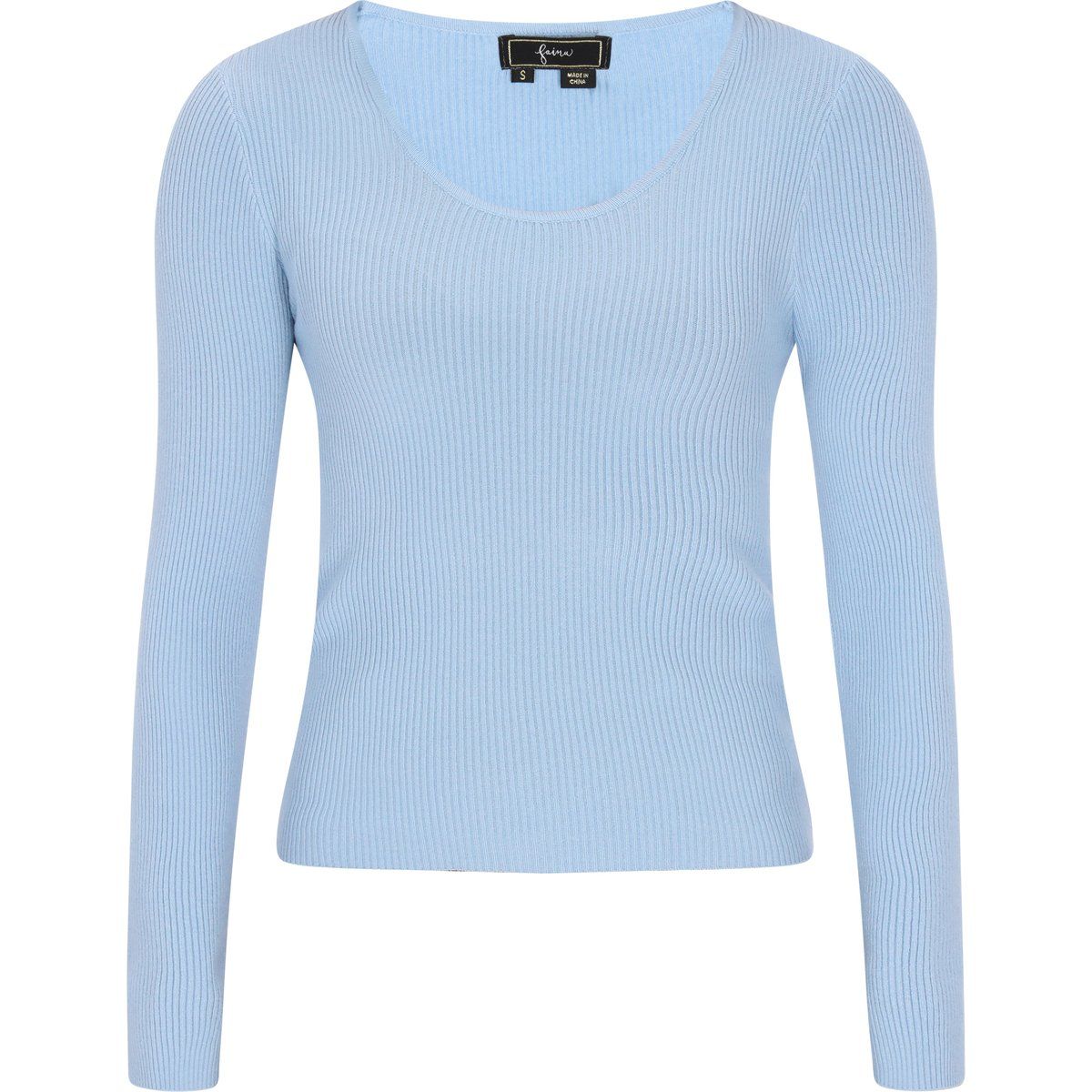 Gerippter Langarm-Pullover in Slim-Fit