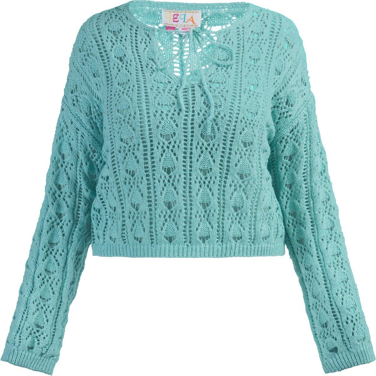 Boho-Häkelstrickpullover mit Lochmuster