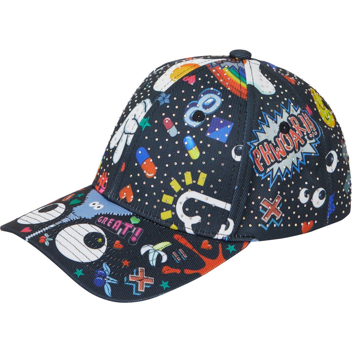 Pop-Art-Print Kappe mit Strass