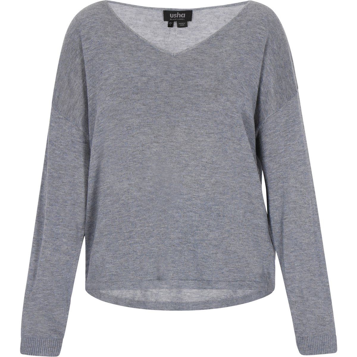 Entspannter Strickpullover mit V-Ausschnitt