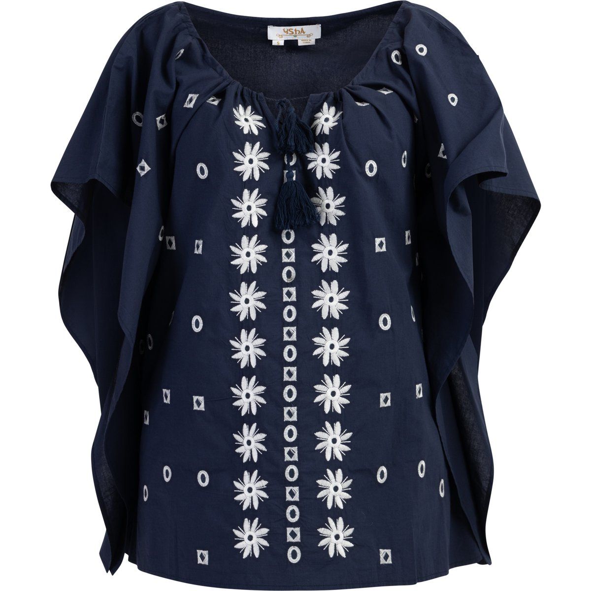 Bestickter Baumwoll-Boho-Poncho