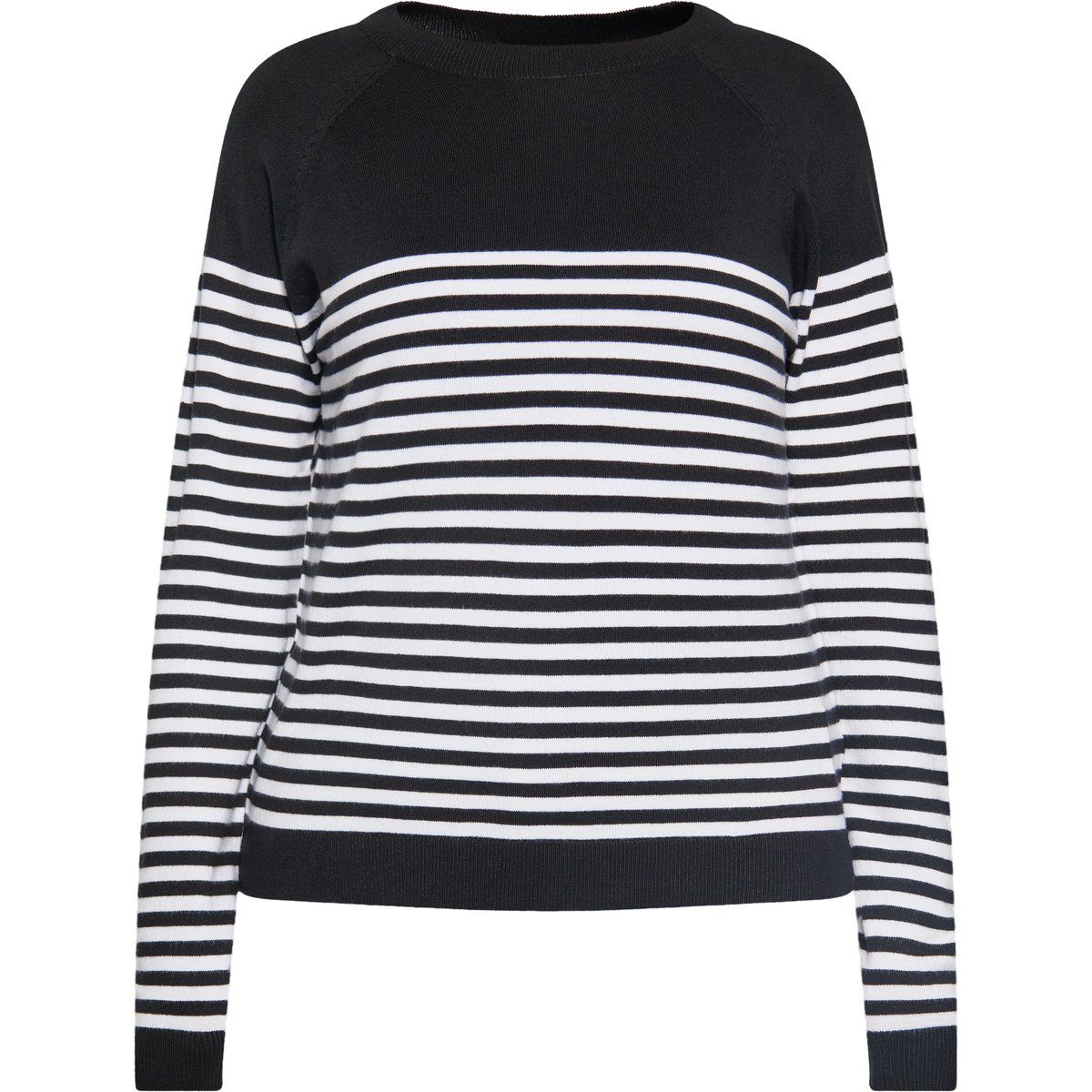 Gestreifter Raglan-Pullover mit Rundhals
