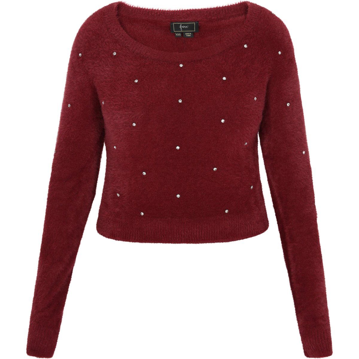 Weicher Flauschpullover mit Strasssteinen