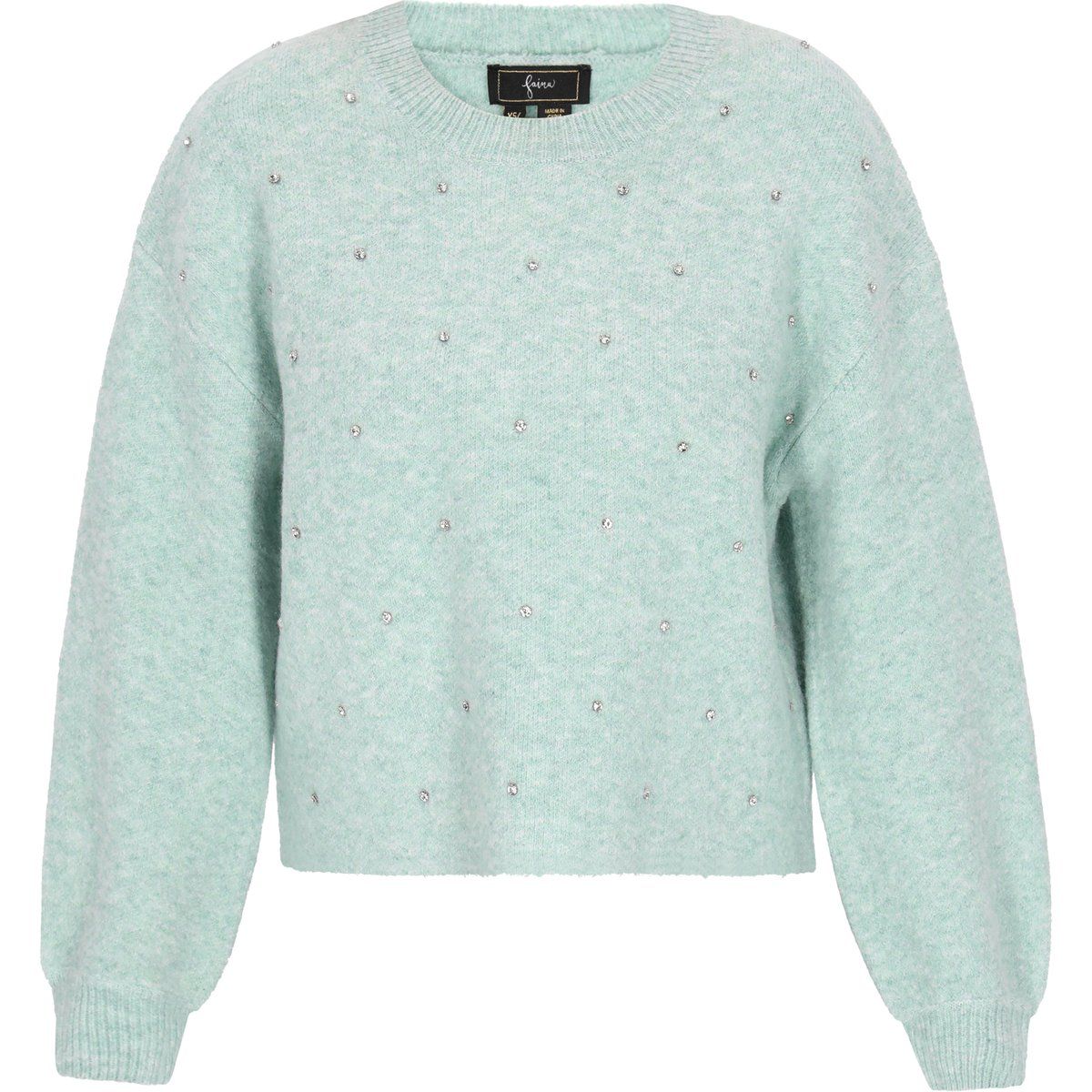 Strickpullover mit Bischofsärmeln und Strass