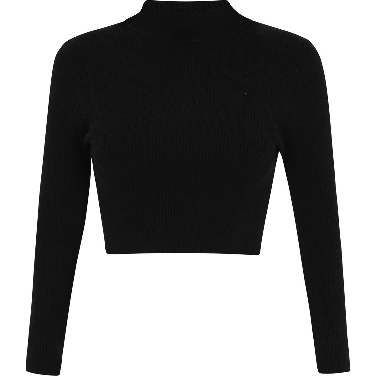 Gerippter Kurzpullover mit Stehkragen