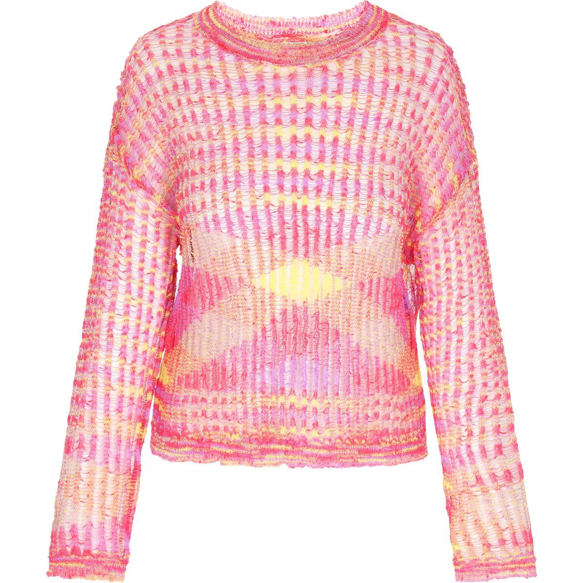 Mehrfarbiger Kurzpullover mit Lochstrick