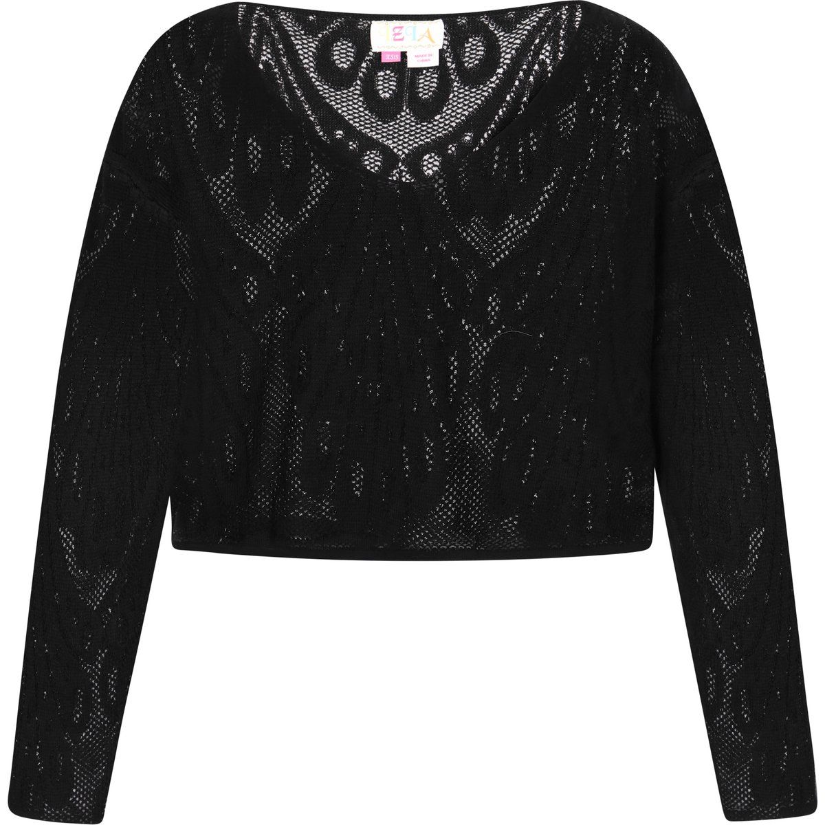 Bauchfreier Pullover mit Ajourmuster