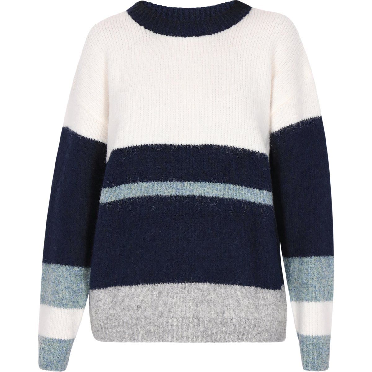 Gemütlicher gestreifter Rundhals-Strickpullover